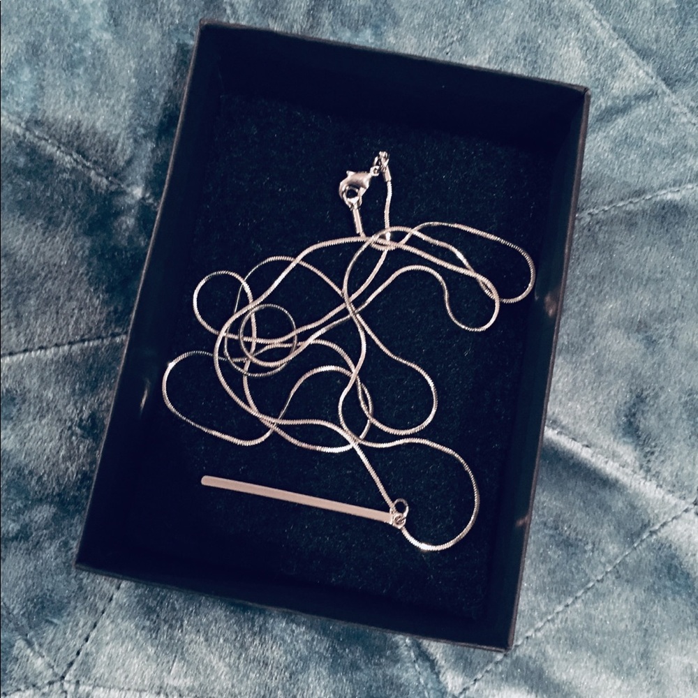 Long Silver Bar Necklace